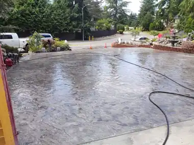 Seamless Slate Stained Stamped Driveway in Snohomish, WA by Redmond Concrete