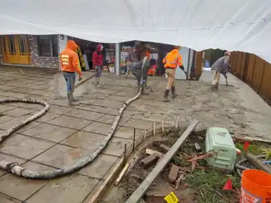 Tented Driveway Pour: concrete driveway work by Redmond Concrete, concrete contractor serving Redmond (photo 1 of 4)